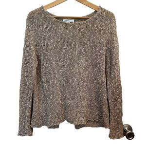 Bryn Walker Linen Ruffle Back Pullover Sweater Size L